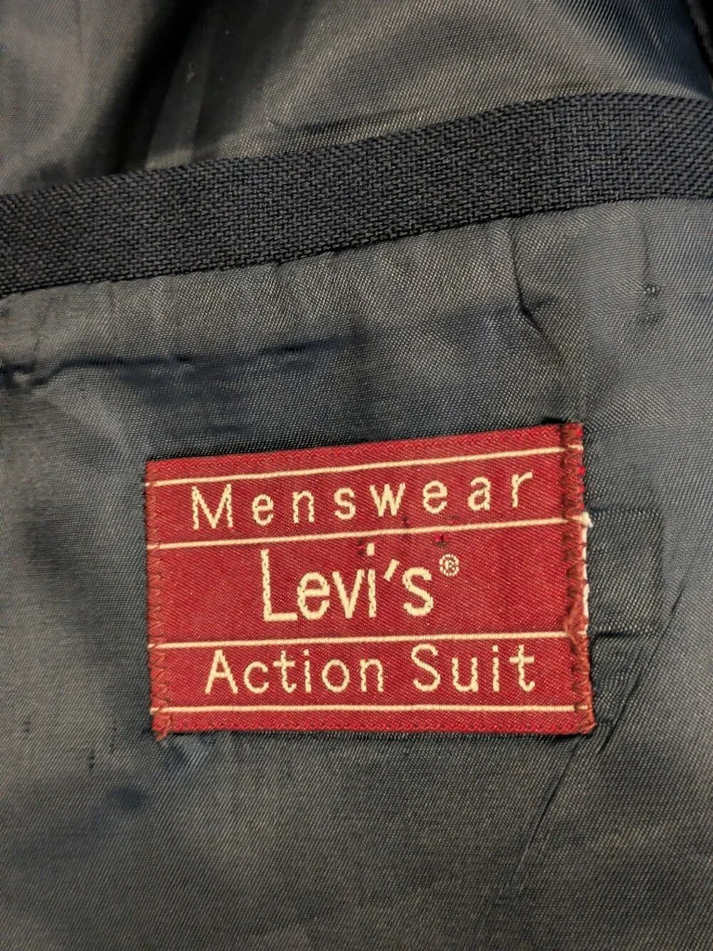 VTG Levis Action Suit Blazer Mens Navy Blue Sta-Prest 70s Sport Coat Gold Button